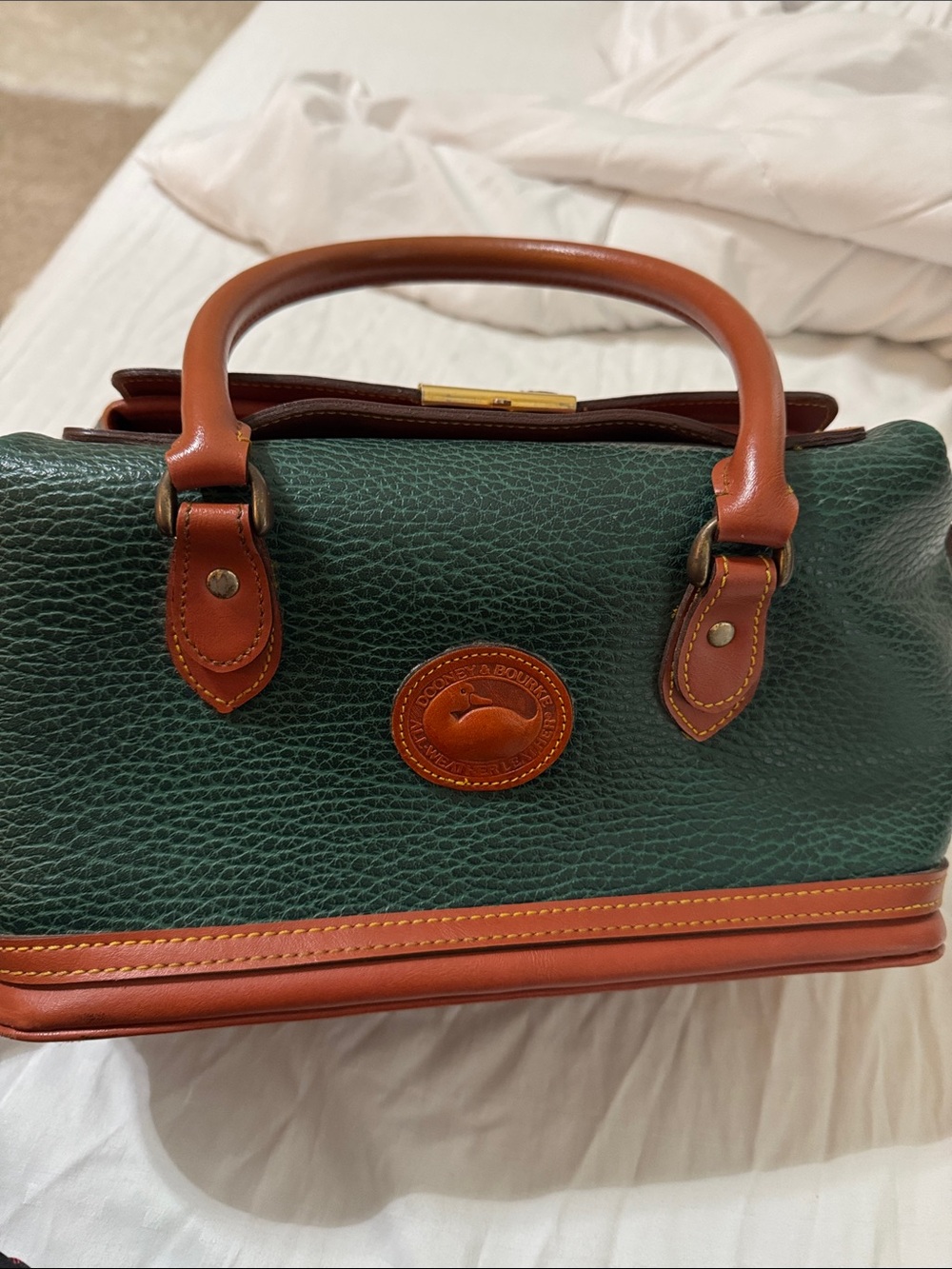 Dooney & Bourke Green Pebbled Leather Satchel and wallet.